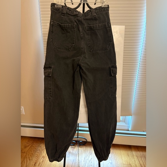 PACSUN Black Wash Wide Leg Cargo 90’s Jogger Boyfriend Relaxed Fit Jeans Size 26 - Picture 9 of 10